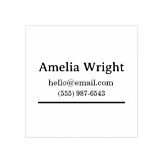 Minimal Personal Address Stamp Name, Email & Phone Rubberstempel