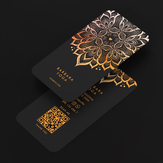 Minimal Personal Trainer Black Orange Mandala  Visitekaartje