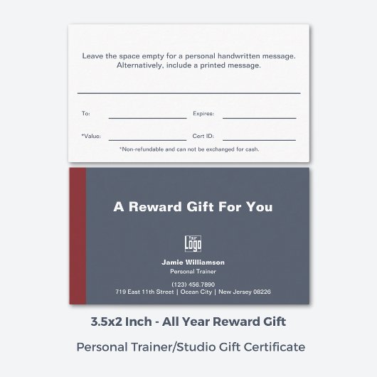 Minimal Personal Trainer Reward Gift Certificate Klantenkaartje