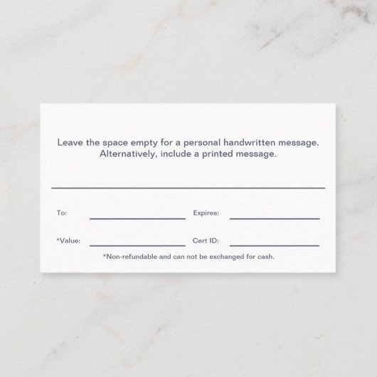 Minimal Personal Trainer Reward Gift Certificate Klantenkaartje (Achterkant)