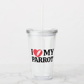 Minimal Personalized Parrot Lover Quote Typography Acryl Drinkbeker