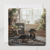 Minimal Pet Kerstmis Happy Howholidays Hondenfoto Feestdagenkaart (Voorkant)
