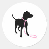 Minimal Pet Silhouette Dog Walking Classic Ronde Sticker (Voorkant)