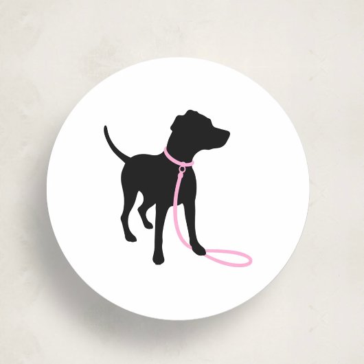 Minimal Pet Silhouette Dog Walking Classic Ronde Sticker