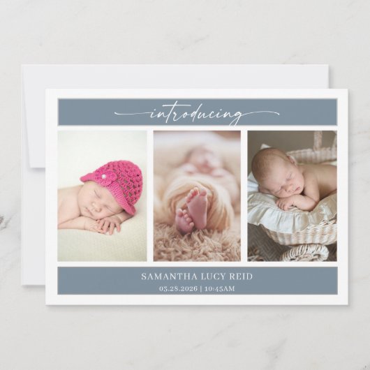 Minimal Photo Baby Introducing Announcement Card Kaart (Voorkant)