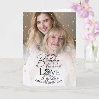 Minimal Photo Belated Birthday Daughter-in-law  Kaart