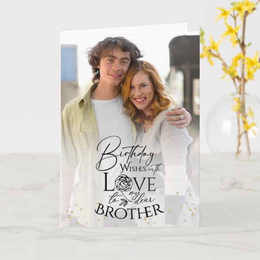 Minimal Photo Birthday Keepsake Brother Kaart (Gele Bloem)