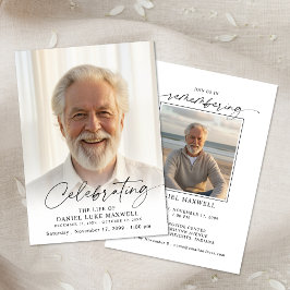 Minimal Photo Celebration of Life Funeral Memorial Kaart