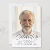 Minimal Photo Celebration of Life Funeral Memorial Kaart (Voorkant)