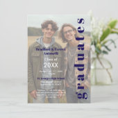 Minimal Photo Editorial Style Double Graduation Kaart (Staand voorkant)