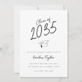 Minimal Photo Graduation Party Zwart-wit Kaart (Voorkant)