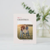 Minimal Photo Merry Christmas Holiday Postcard Feestdagenkaart (Staand voorkant)