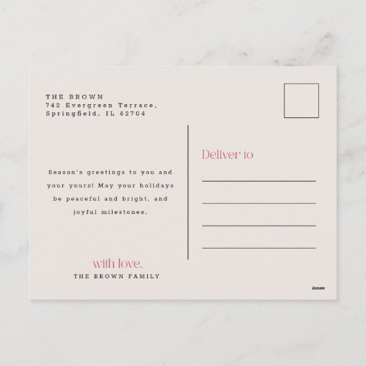 Minimal Photo Merry Christmas Holiday Postcard Feestdagenkaart (Achterkant)