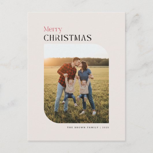Minimal Photo Merry Christmas Holiday Postcard Feestdagenkaart (Voorkant)