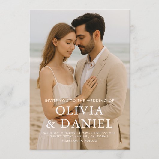 Minimal Photo Wedding Elegant Modern  Kaart (Voorkant)