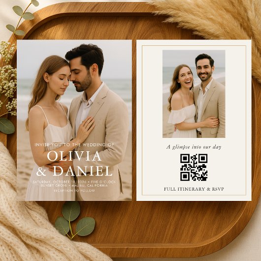 Minimal Photo Wedding Elegant Modern  Kaart