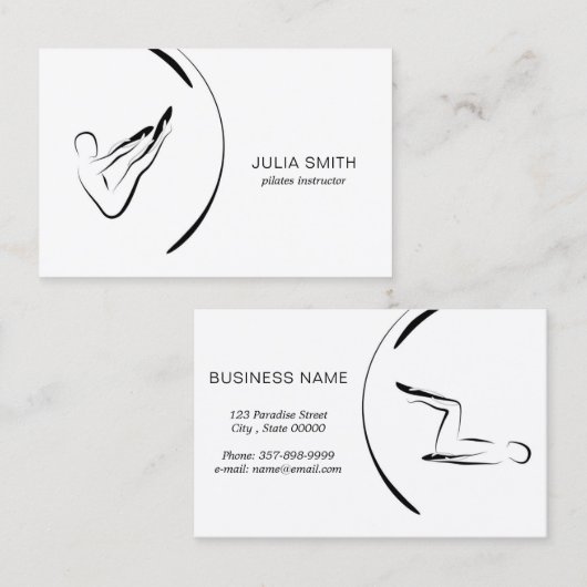 Minimal Pilates Instructor Pilates Poses Visitekaartje (Voorkant / Achterkant)