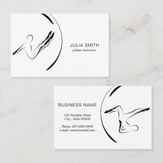 Minimal Pilates Instructor Pilates stelt twee kant Visitekaartje (Voorkant / Achterkant)