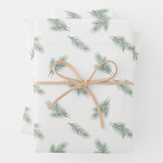 Minimal Pine Corporate Christmas Pattern Inpakpapier Vel (In situ)