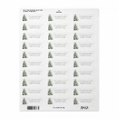 Minimal Pine Tree Christmas Address Etiket (Full Sheet)