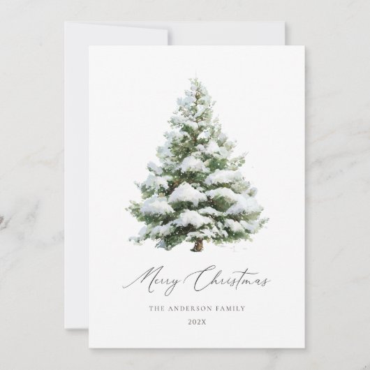 Minimal Pine Tree Christmas Card Feestdagenkaart (Voorkant)