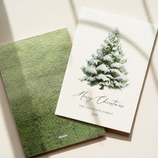 Minimal Pine Tree Christmas Card Feestdagenkaart