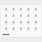 Minimal Pine Tree Christmas Classic Round Sticker (Vel)