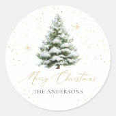 Minimal Pine Tree Christmas Classic Round Sticker (Voorkant)