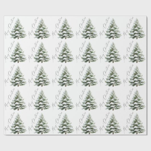 Minimal Pine Tree Merry Christmas Cadeaupapier (Vlak)