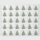 Minimal Pine Tree Merry Christmas Cadeaupapier (Vlak)