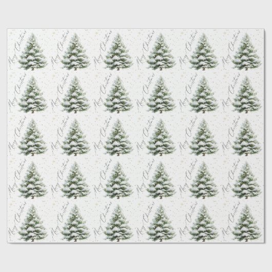 Minimal Pine Tree Merry Christmas Cadeaupapier (Vlak)