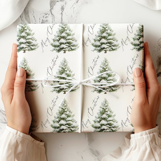 Minimal Pine Tree Merry Christmas Cadeaupapier
