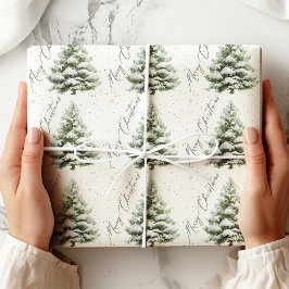 Minimal Pine Tree Merry Christmas Cadeaupapier