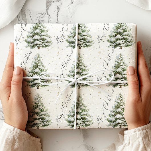 Minimal Pine Tree Merry Christmas Cadeaupapier