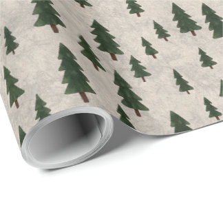 Minimal Pine Trees Pattern Wrapping Paper Cadeaupapier