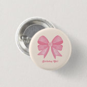 Minimal Pink Bow Sweet Birthday Girl Ronde Button 3,2 Cm (Voorkant /achterkant)