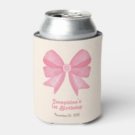 Minimal Pink Bow Sweet Girl Verjaardag Blikjeskoeler