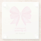 Minimal Pink Bow Sweet Girl Verjaardag Glazen Onderzetter (Achterkant)