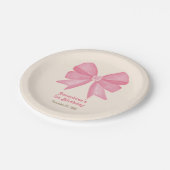 Minimal Pink Bow Sweet Girl Verjaardag Papieren Bordje (Gekanteld)