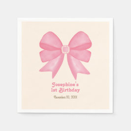 Minimal Pink Bow Sweet Girl Verjaardag Servet