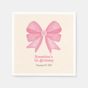 Minimal Pink Bow Sweet Girl Verjaardag Servet