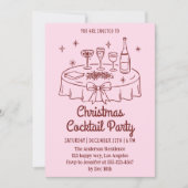 Minimal Pink Christmas Cocktail Party Invitation Kaart (Voorkant)