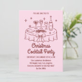Minimal Pink Christmas Cocktail Party Invitation Kaart (Staand voorkant)