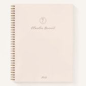Minimal Pink Elegant Flower Logo & Script Naam Notitieboek (Voorkant)