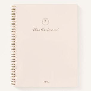 Minimal Pink Elegant Flower Logo & Script Naam Notitieboek
