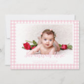 Minimal Pink Gingham Controleer patroonfoto Aankondiging (Voorkant)