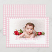 Minimal Pink Gingham Controleer patroonfoto Aankondiging (Voorkant / Achterkant)