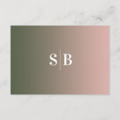 Minimal Pink & Hunter Ombre Fade Wedding Details Informatiekaartje (Achterkant)
