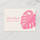 Minimal Pink Leaf Vakantiehuis Dank u Kaart Visitekaartje (Achterkant)