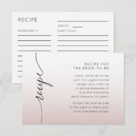 Minimal Pink Ombré Recipe Bridal Shower Informatiekaartje